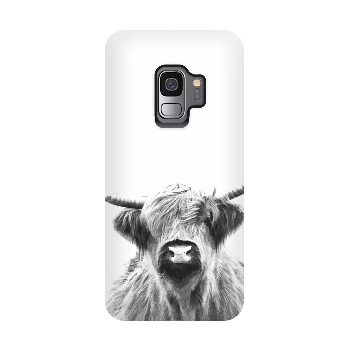 Galaxy S9 StrongFit Black and White Highland Cow by Alemi