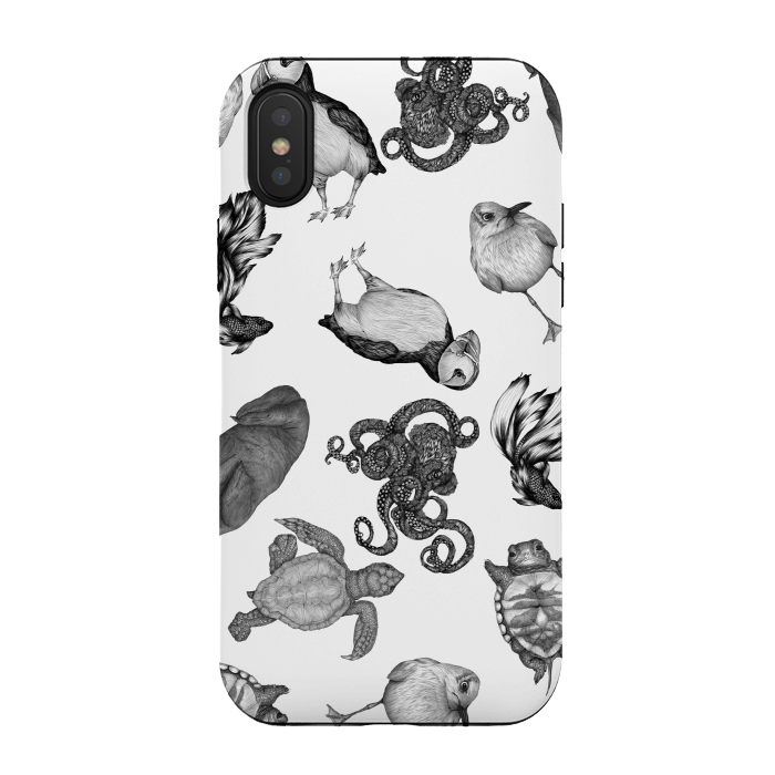 iPhone Xs / X StrongFit Cute Sea Animals Party by ECMazur 