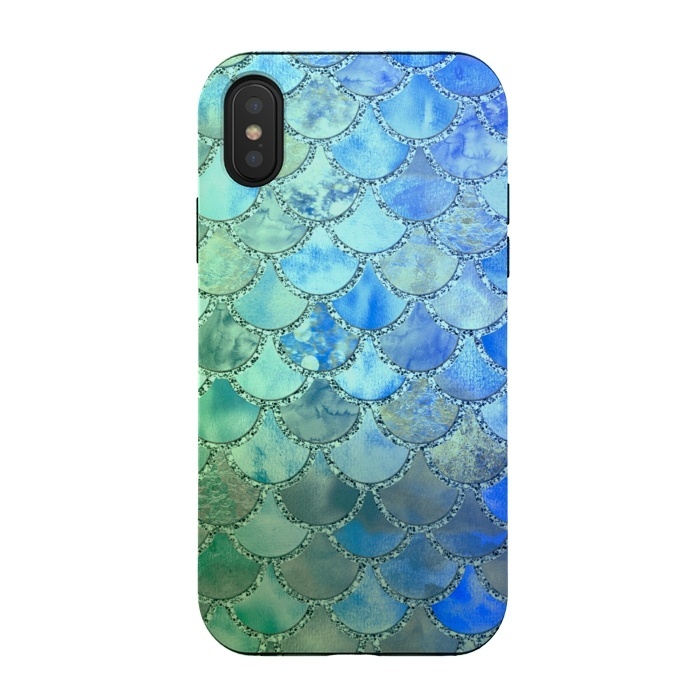 iPhone Xs / X StrongFit Ocean green and blue Mermaid Scales by  Utart
