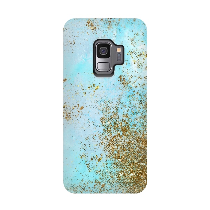 Galaxy S9 StrongFit Gold and Teal Mermaid Glitter Foam by  Utart