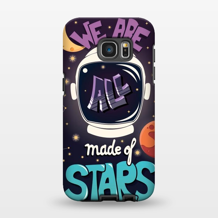Galaxy S7 EDGE StrongFit We are all made of stars, typography modern poster design with astronaut helmet and night sky by Jelena Obradovic