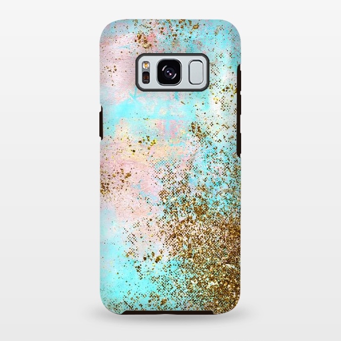 Galaxy S8 plus StrongFit Pink and Teal and Gold Mermaid Glitter Seafoam by  Utart