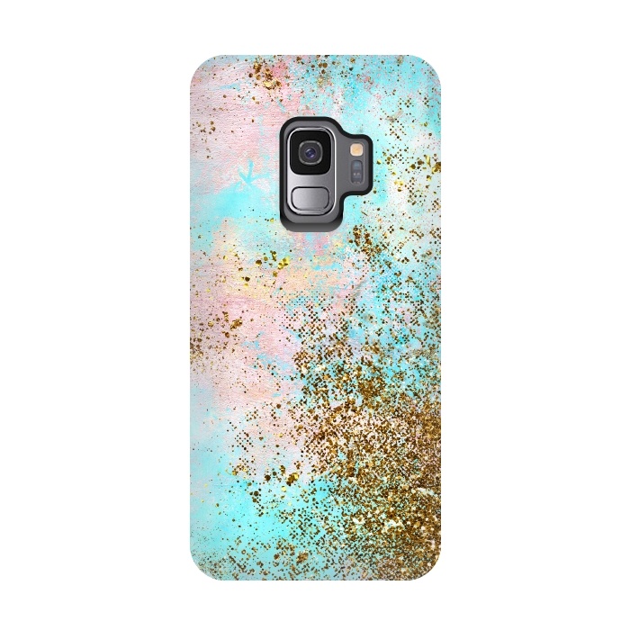 Galaxy S9 StrongFit Pink and Teal and Gold Mermaid Glitter Seafoam by  Utart