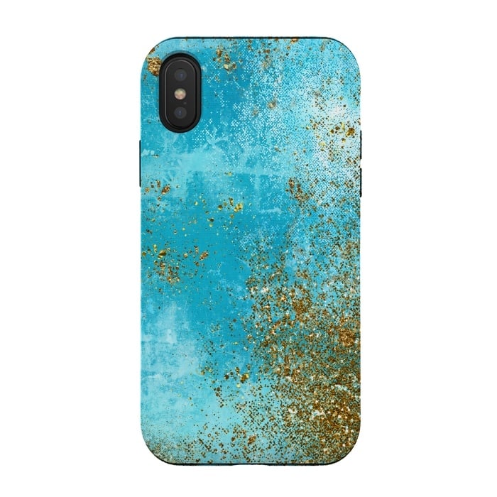 iPhone Xs / X StrongFit Teal and Gold Mermaid Ocean Seafoam by  Utart