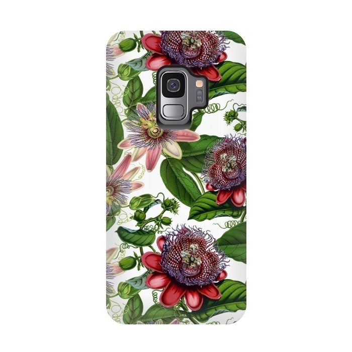 Galaxy S9 StrongFit Colorful Vintage Passiflora Pattern by  Utart