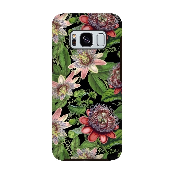 Galaxy S8 StrongFit Vintage Passiflora Pattern on Black by  Utart