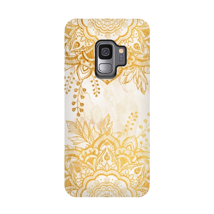Galaxy S9 StrongFit Queen Starring of Mandala-Gold Sunflower II by ''CVogiatzi.