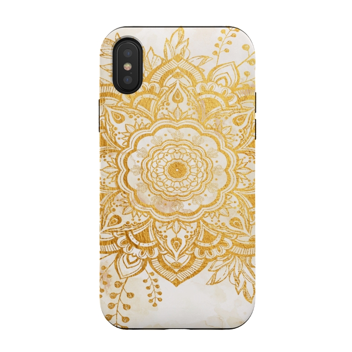 iPhone Xs / X StrongFit Queen Starring of Mandala-Gold Sunflower I by ''CVogiatzi.