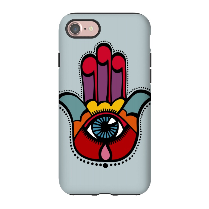 iPhone 7 StrongFit Pop Hamsa over Blue by Majoih