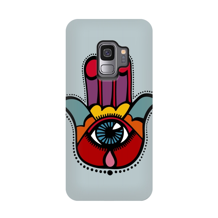 Galaxy S9 StrongFit Pop Hamsa over Blue by Majoih