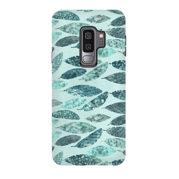 Galaxy S9 plus StrongFit Turquoise Green Mermaid Feathers 2 by Andrea Haase