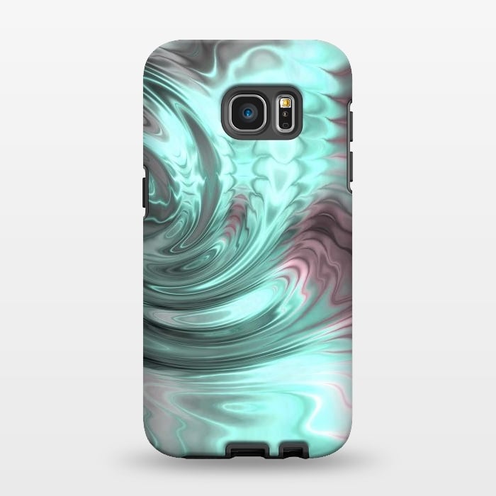 Galaxy S7 EDGE StrongFit Abstract Fractal Teal Pink 2 by Andrea Haase