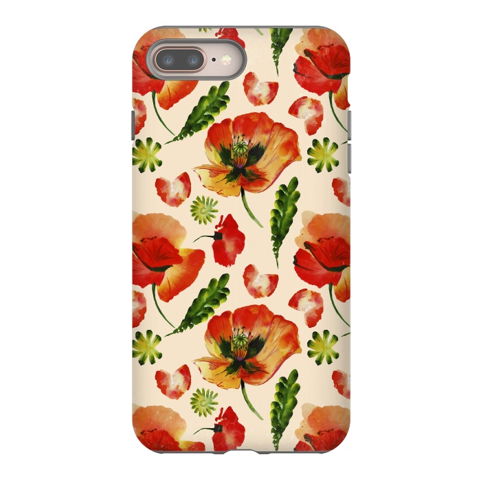 iPhone 7 plus StrongFit Watercolor Poppy Pattern by  Utart