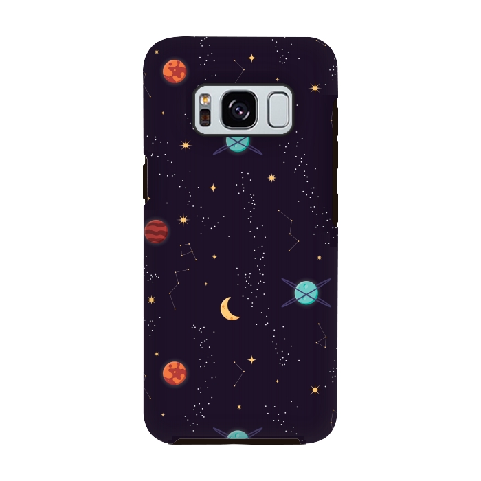 Galaxy S8 StrongFit Universe with planets and stars seamless pattern, cosmos starry night sky, vector illustration by Jelena Obradovic