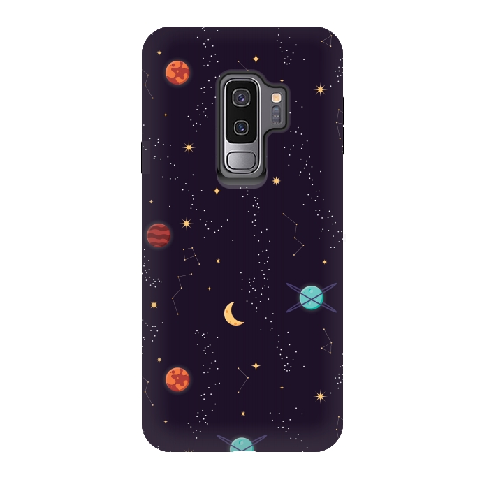 Galaxy S9 plus StrongFit Universe with planets and stars seamless pattern, cosmos starry night sky, vector illustration by Jelena Obradovic