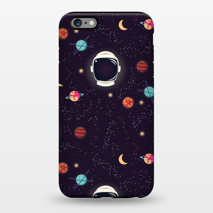iPhone 6/6s plus StrongFit Universe with planets, stars and astronaut helmet seamless pattern, cosmos starry night sky by Jelena Obradovic