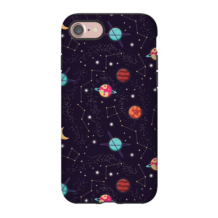 iPhone 7 StrongFit Universe with planets and stars seamless pattern, cosmos starry night sky 004 by Jelena Obradovic