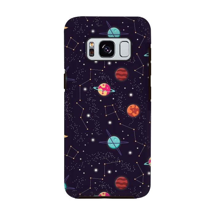 Galaxy S8 StrongFit Universe with planets and stars seamless pattern, cosmos starry night sky 004 by Jelena Obradovic