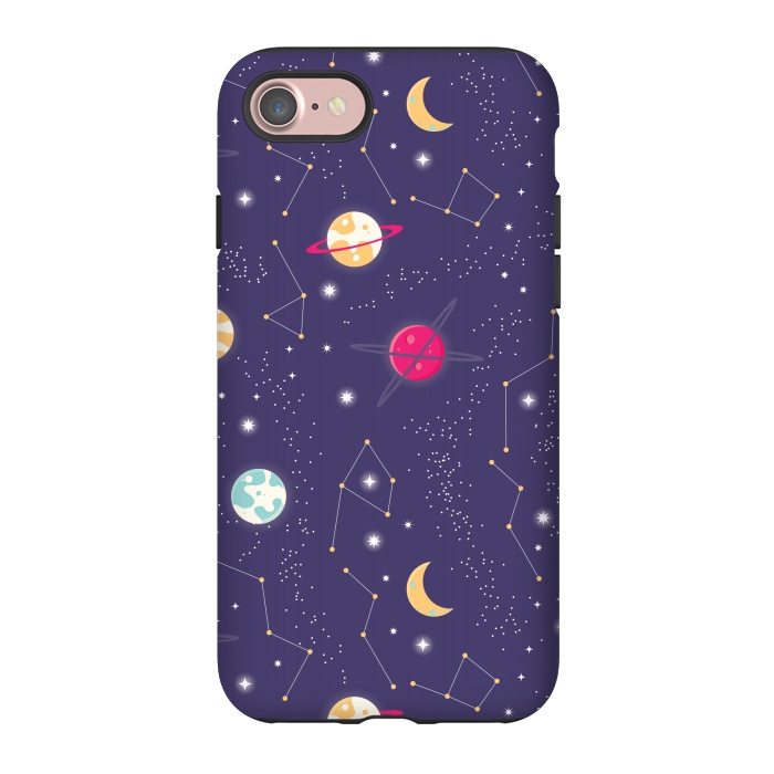 iPhone 7 StrongFit Universe with planets and stars seamless pattern, cosmos starry night sky 006 by Jelena Obradovic