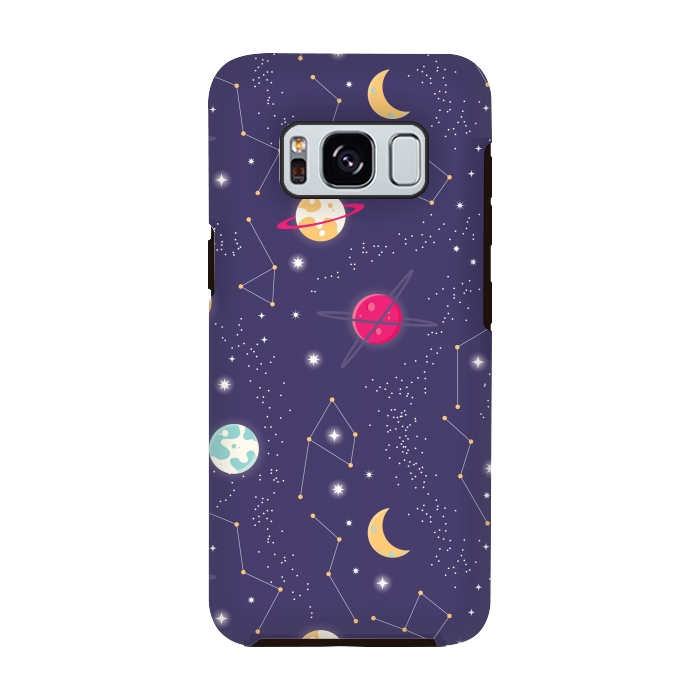Galaxy S8 StrongFit Universe with planets and stars seamless pattern, cosmos starry night sky 006 by Jelena Obradovic