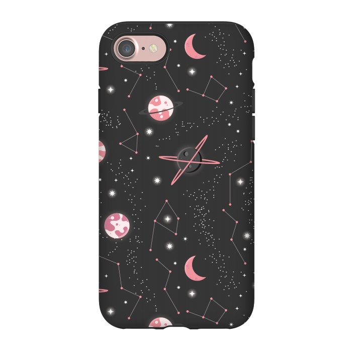 iPhone 7 StrongFit Universe with planets and stars seamless pattern, cosmos starry night sky 007 by Jelena Obradovic