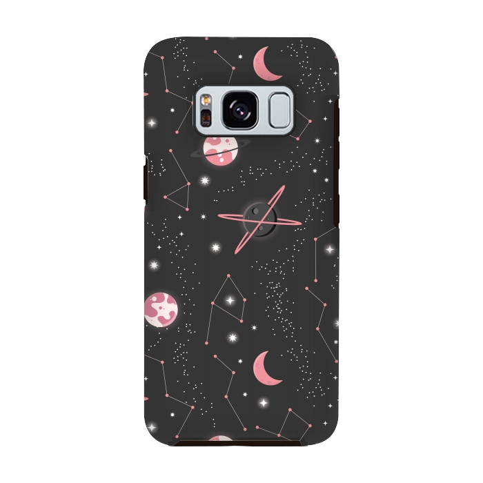 Galaxy S8 StrongFit Universe with planets and stars seamless pattern, cosmos starry night sky 007 by Jelena Obradovic