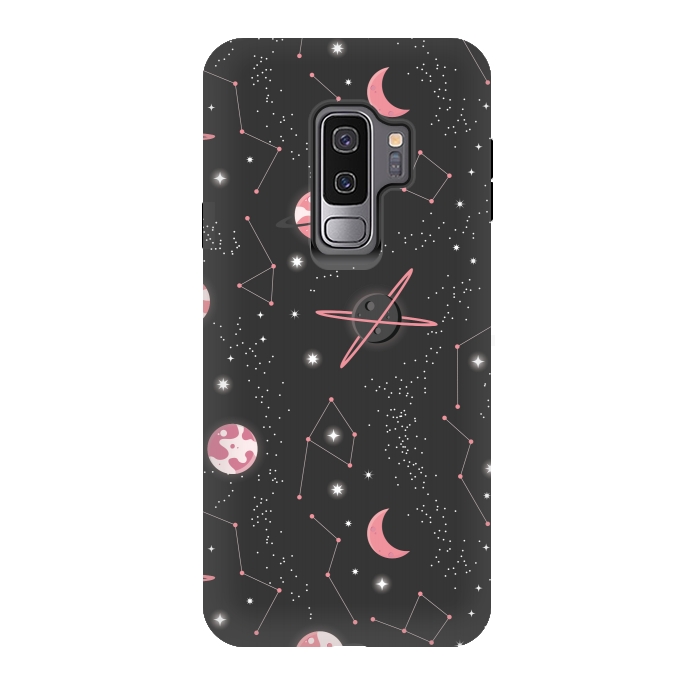 Galaxy S9 plus StrongFit Universe with planets and stars seamless pattern, cosmos starry night sky 007 by Jelena Obradovic