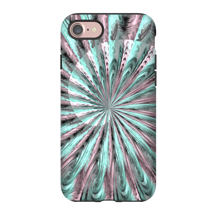 iPhone 7 StrongFit Fractal Spiral Rosegold And Teal by Andrea Haase