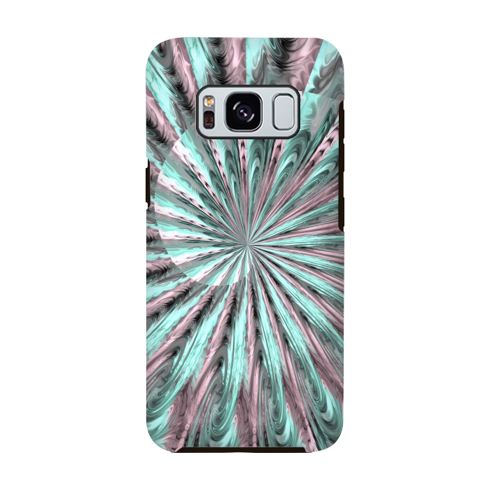 Galaxy S8 StrongFit Fractal Spiral Rosegold And Teal by Andrea Haase