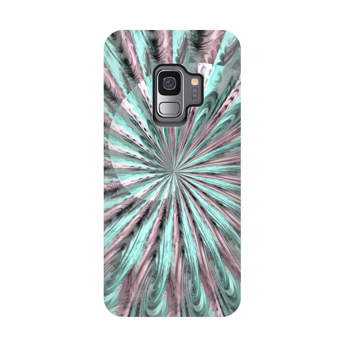 Galaxy S9 StrongFit Fractal Spiral Rosegold And Teal by Andrea Haase