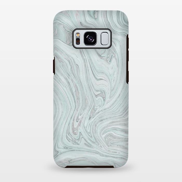 Galaxy S8 plus StrongFit Teal Grey Soft Pastel Marble by Andrea Haase