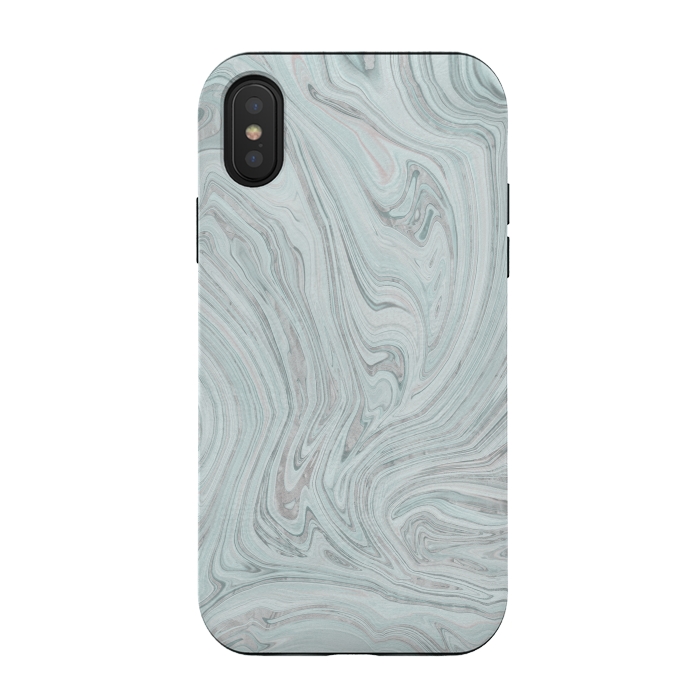 iPhone Xs / X StrongFit Teal Grey Soft Pastel Marble by Andrea Haase