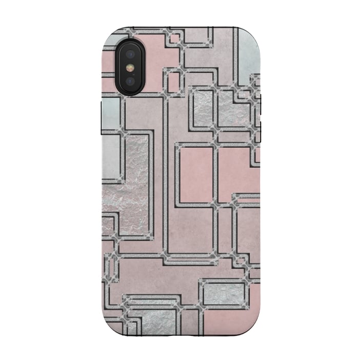 iPhone Xs / X StrongFit Pink Aqua Cubicals by Andrea Haase