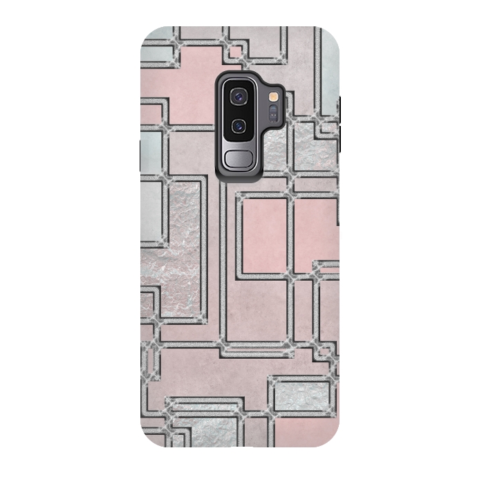 Galaxy S9 plus StrongFit Pink Aqua Cubicals by Andrea Haase