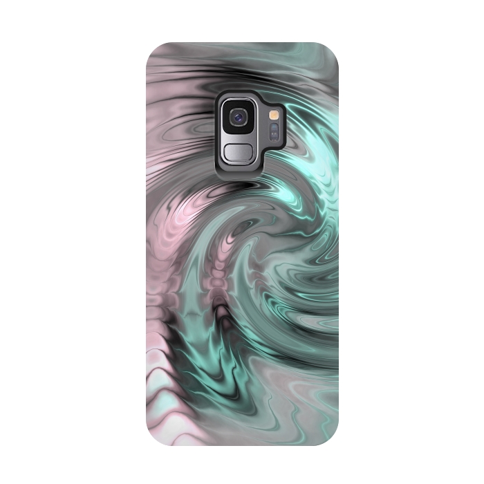 Galaxy S9 StrongFit Abstract Fractal Swirl Rose Gold And Teal 2 by Andrea Haase