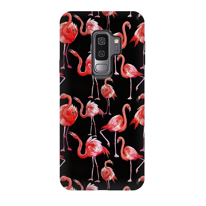 Galaxy S9 plus StrongFit Flamingos on Black by  Utart