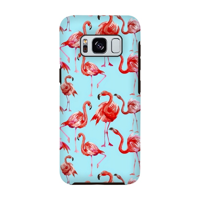 Galaxy S8 StrongFit Flamingos on Blue by  Utart