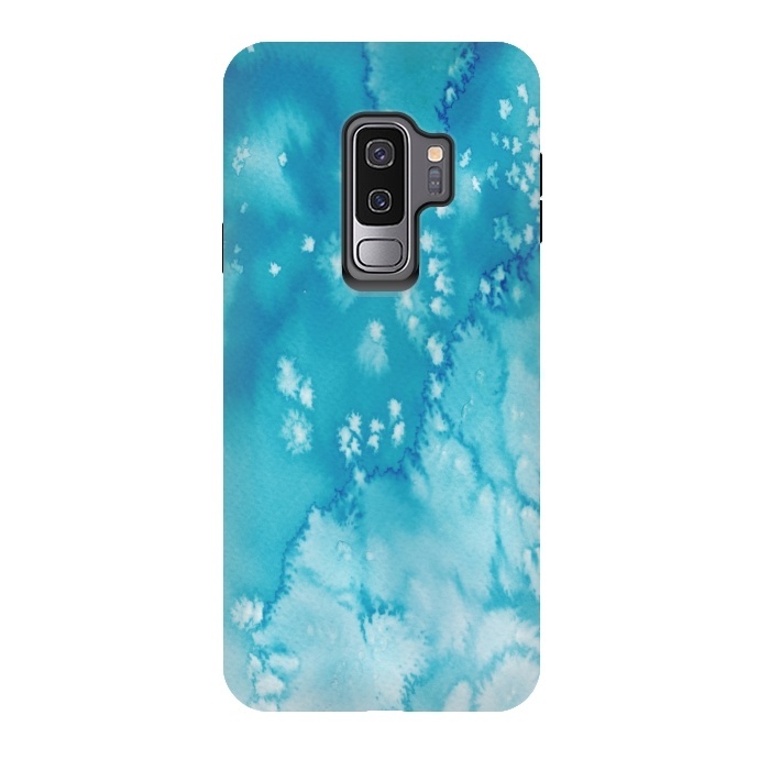 Galaxy S9 plus StrongFit Blue Watercolor Ink Texture by  Utart