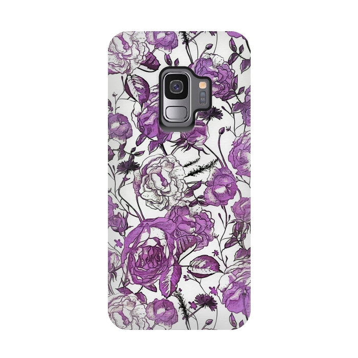 Galaxy S9 StrongFit Nostalgic Purple Flower Pattern by Andrea Haase