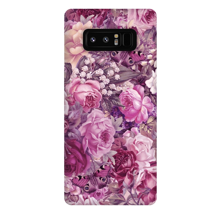 Galaxy Note 8 StrongFit Vintage Pink Rose Butterfly Pattern by Andrea Haase