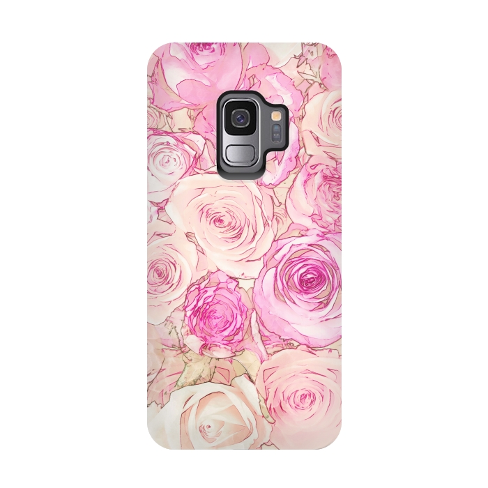 Galaxy S9 StrongFit Pastel Rose Pattern by Andrea Haase