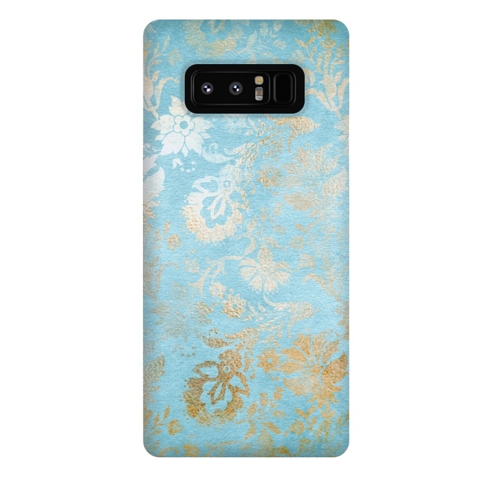 Galaxy Note 8 StrongFit TEAL and GOLD Damask Pattern by  Utart