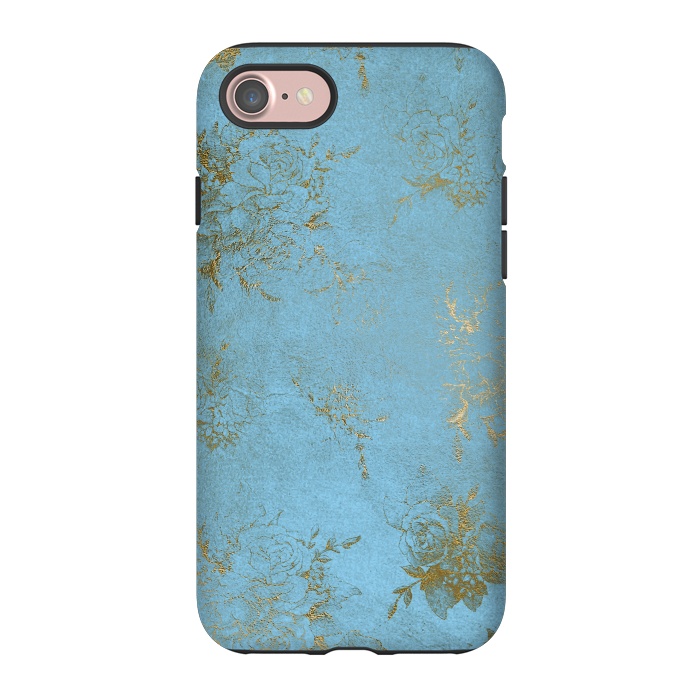 iPhone 7 StrongFit  Gold Damask on Sky Blue  by  Utart