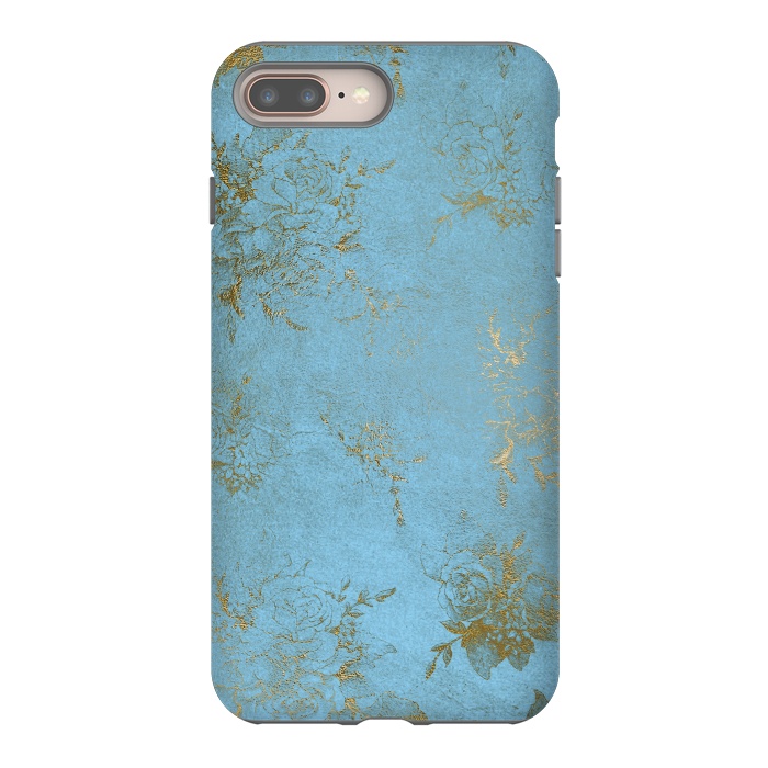 iPhone 7 plus StrongFit  Gold Damask on Sky Blue  by  Utart