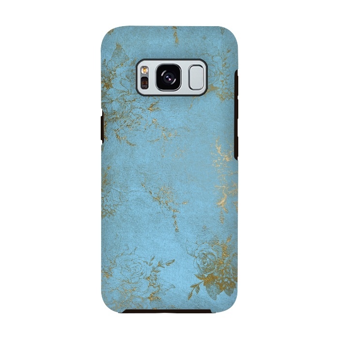 Galaxy S8 StrongFit  Gold Damask on Sky Blue  by  Utart