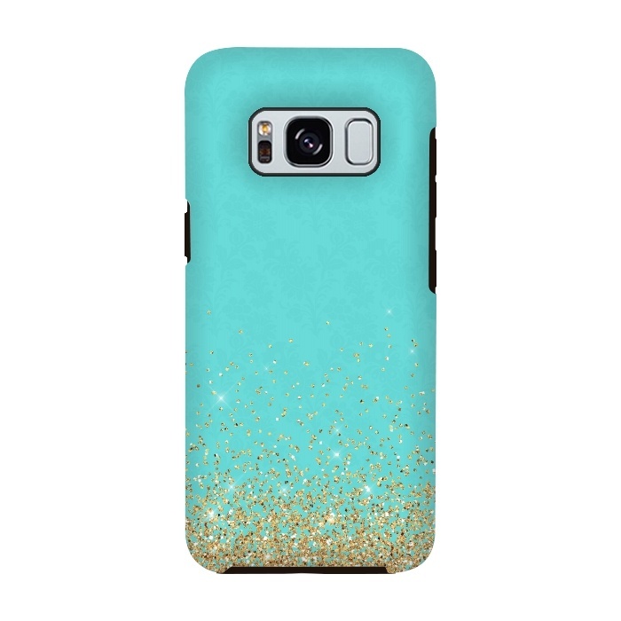 Galaxy S8 StrongFit Teal and Gold Glitter by  Utart