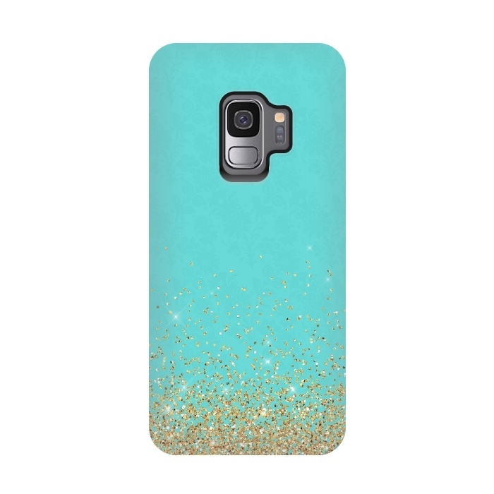 Galaxy S9 StrongFit Teal and Gold Glitter by  Utart