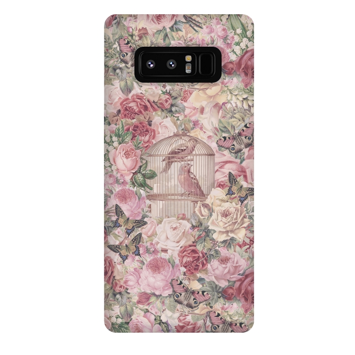Galaxy Note 8 StrongFit Nostalgic Flowers With Birdcage by Andrea Haase