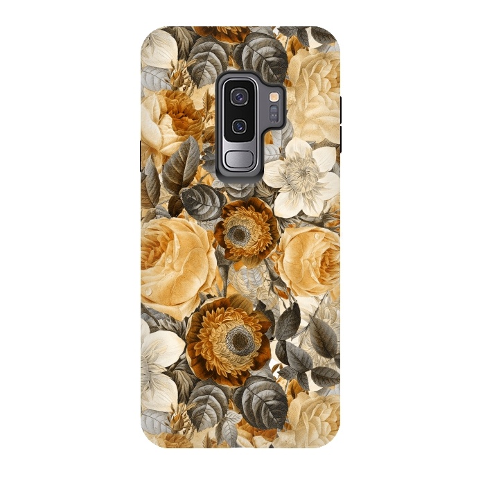 Galaxy S9 plus StrongFit luxuriantly gold vintage floral pattern by  Utart