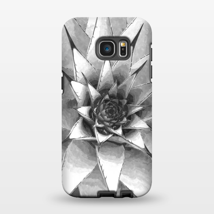 Galaxy S7 EDGE StrongFit Black and White Cactus Succulent by Alemi